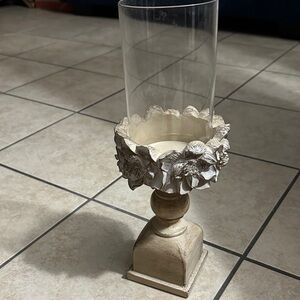 Elegant Cream and White Floral Candle Holder